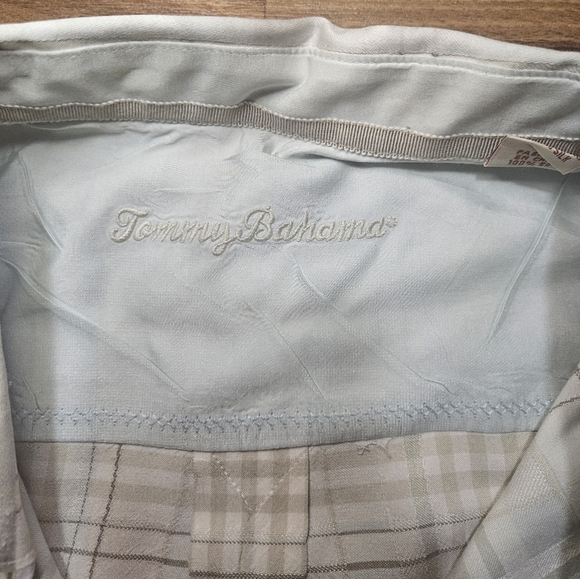 Tommy Bahama 100% Silk Plaid Button-Down Long Sleeves Large - Picture 6 of 9